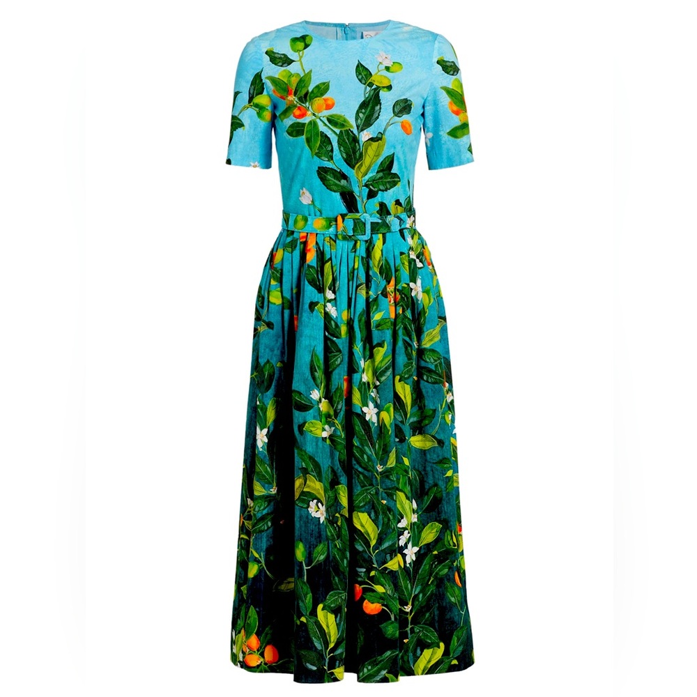 Oscar de la Renta Fortunello Belted Midi Dress Size 10